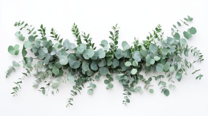Delicate eucalyptus and plant design, frame creating border for wedding decoration, green leaves isolated with botanical grace, elegant foliage in natural flow