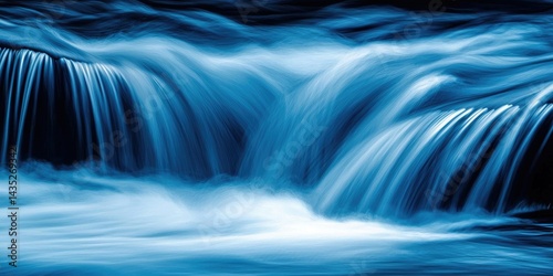 A psychedelic-style artwork, with swirling blues creating an abstract waterfall.