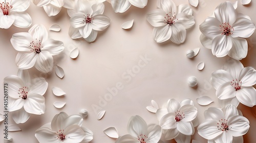Elegant Floral Arrangement with White Blossoms on Soft, Neutral Backdrop