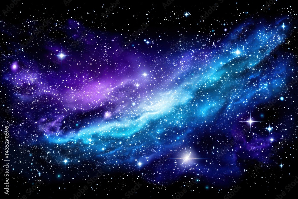 Obraz premium Majestic cosmic vista of a nebula with vibrant hues of blue and purple in deep space astronomy artwork