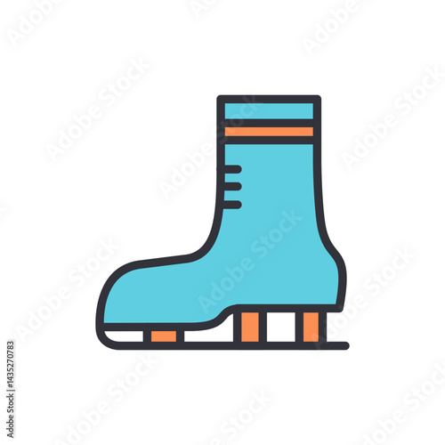 Ice skating colored icons, minimalist vector illustration ,simple transparent graphic element .Isolated on white background