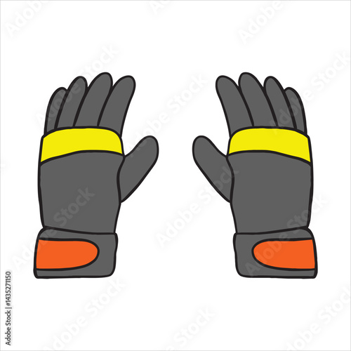 cartoon illustration of protective gloves