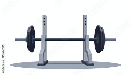 Weightlifting barbell on rack with weights in gym setting  