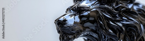 Wallpaper Mural Fierce glossy lion sculpture on display, isolated against a white background Torontodigital.ca