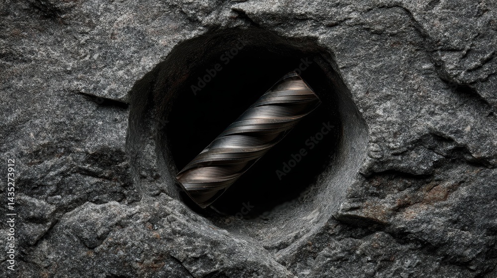 Diamond-tipped core bit making neat circular cut in gray concrete - work contractor building