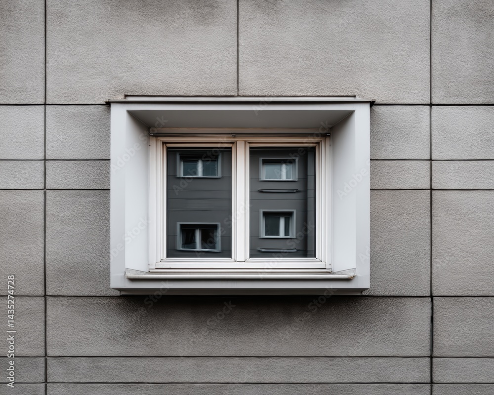 Fototapeta premium Closed PVC window, slightly tilted, showcasing clean lines, crisp apartment detail - handle simplicity closed