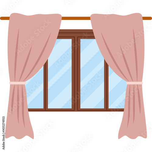Set of Window and Curtains Illustration