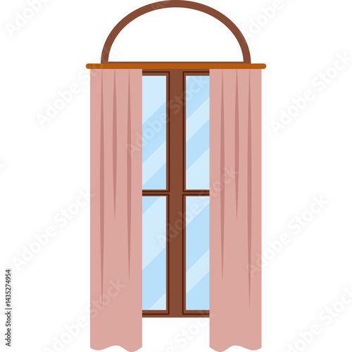 Set of Window and Curtains Illustration