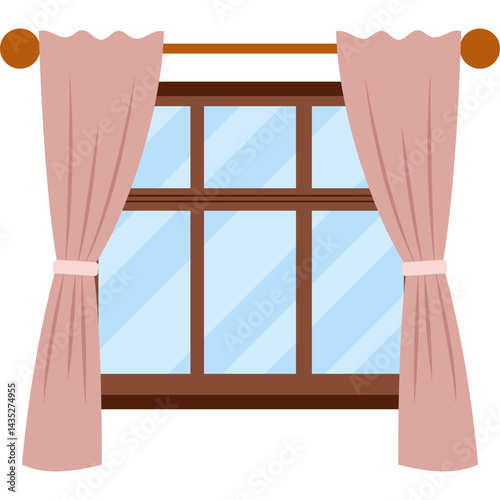 Set of Window and Curtains Illustration