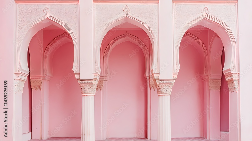 Naklejka premium Pink arches with Islamic architecture.