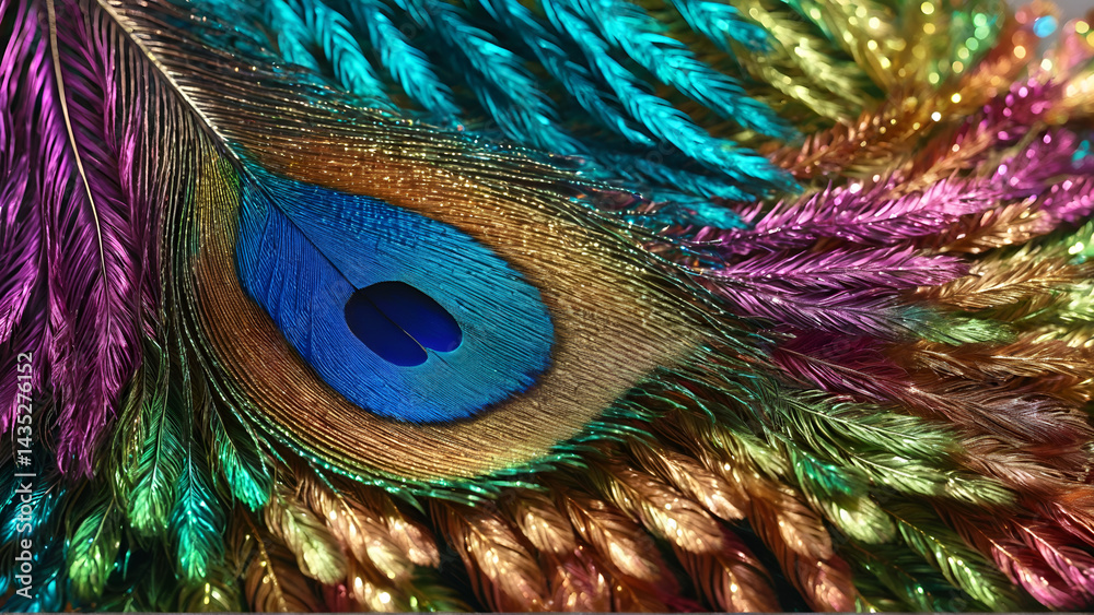 Fototapeta premium colorful peacock feathers, Generative AI