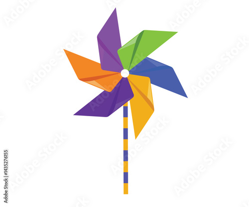 Traditional Colorful Pinwheel for Bangla Noboborsho Festival on White Backgroun