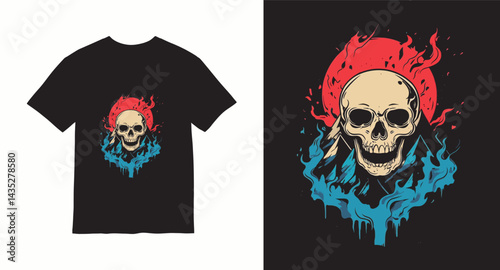 Graffiti skull graphic vector t-shirt design