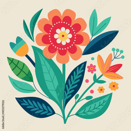 Floral Leaf Artwork Pattern   Variation of Color vector Design