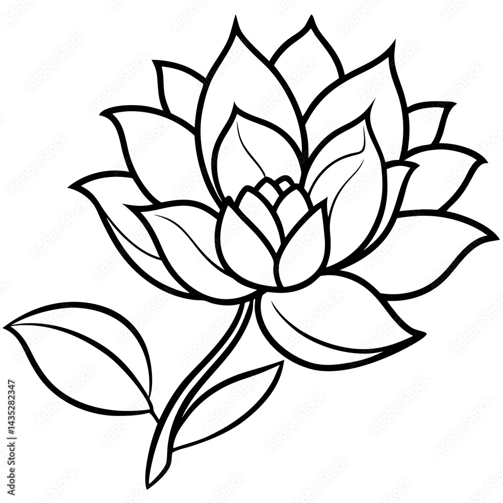 Fototapeta premium Minimal Free-Flowing Florals Vector on White