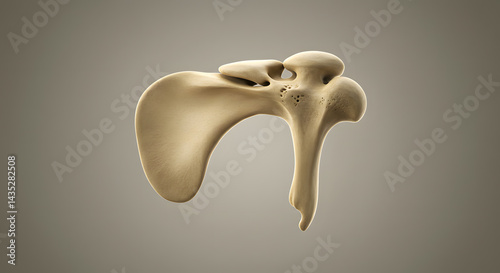 Detailed 3D Render of a Human Scapula Bone: Anatomy, Structure, and Medical Illustration