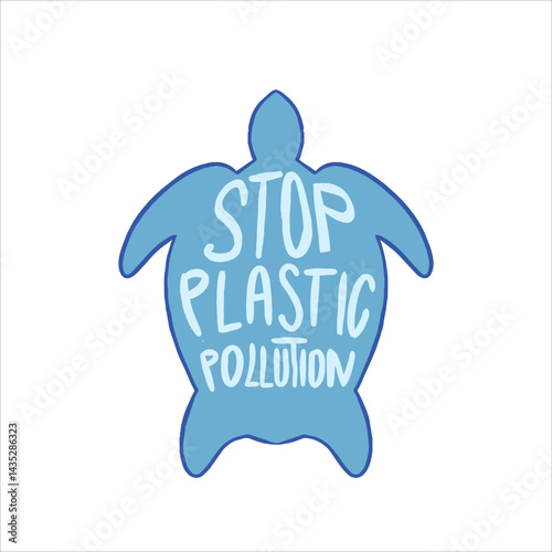 stop plastic pollution. save the world. aposter in the form of a tortoise image