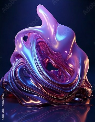 3D liquid shapes with neon lighting 
