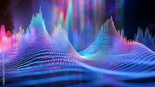 Wallpaper Mural Colorful sound waves and vibrant peaks create mesmerizing digital visualization of audio frequencies, showcasing rhythmic valleys and evoking sense of energy and movement. Torontodigital.ca