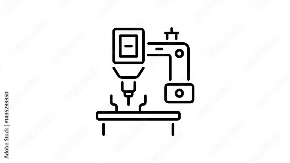 CNC Machine Animation Icon CNC Machine Animation Icon