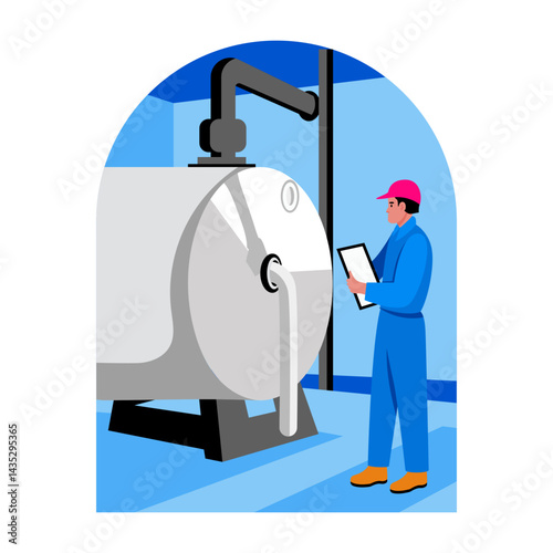 A flat style illustration of a boiler supervisor
