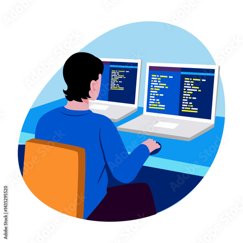 A flat style illustration of software developer