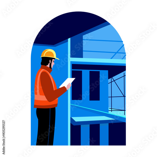 A flat style illustration of a construction manager
