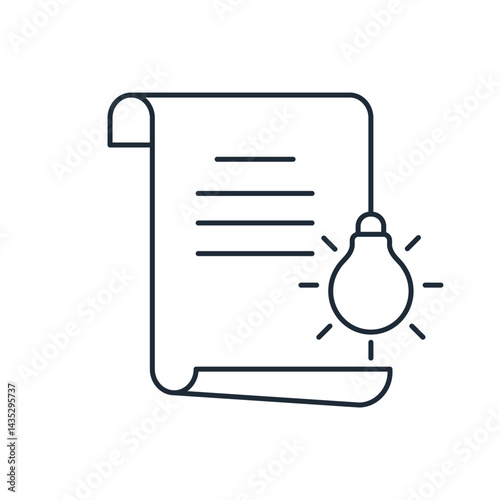 Obraz na płótnie A document with an idea. Smart advice. A rational solution, suggestion . Vector linear icon isolated on white background. w salonie