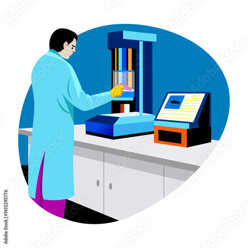Material testing engineer illustration in flat style