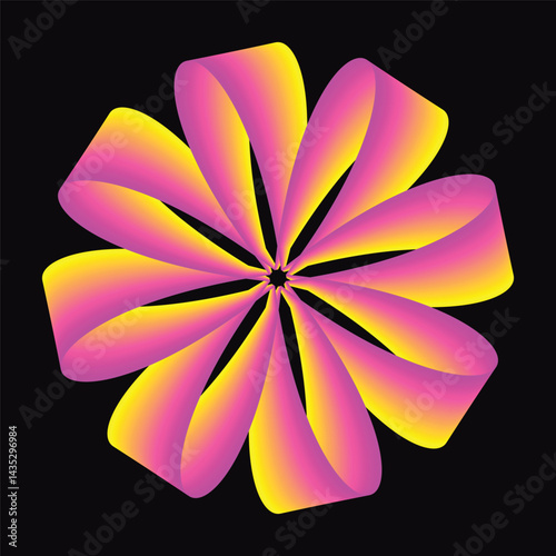 Symmetrical Abstract Star Pattern with Vibrant Magenta and Purple Gradient