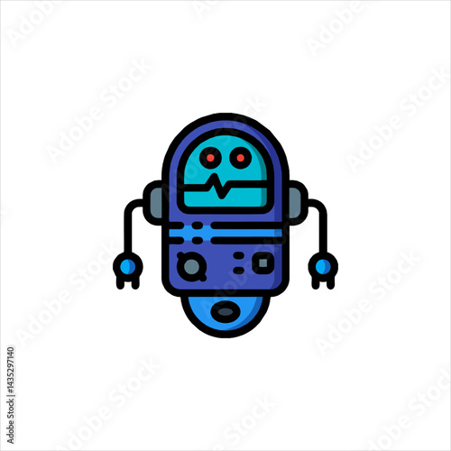 blue robot with headphones