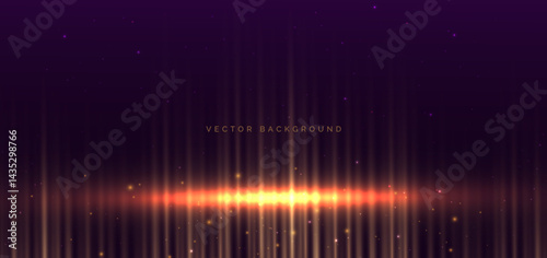 Gold light glowing vertical lins on drak background with sparkle. Hi-speed motion moving concept.