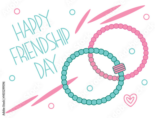 Happy international friendship day typography vector illustration with friendship bracelets 