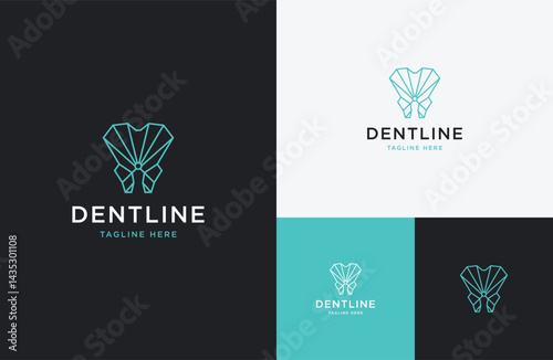 Dental line logo icon design template flat vector