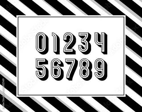Numbers set made 3D style, numerals 0 to 9, vector illustration 10EPS