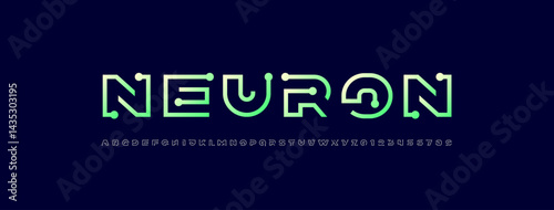 Technology font, digital cyber alphabet made future style, letters A, B, C, D, E, F, G, H, I, J, K, L, M, N, O, P, Q, R, S, T, U, V, W, X, Y, Z, numerals 0, 1, 2, 3, 4, 5, 6, 7, 8, 9