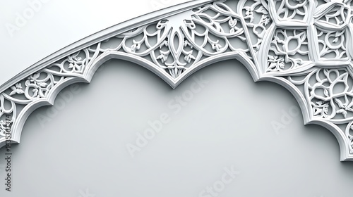 Islamic Arch with White, Ornament, and Design.
