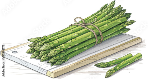 Asparagus vector design, Asparagus on wooden board on table in white background vector design
