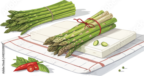 Asparagus on board in white background vector design, Asparagus Illustration vector design