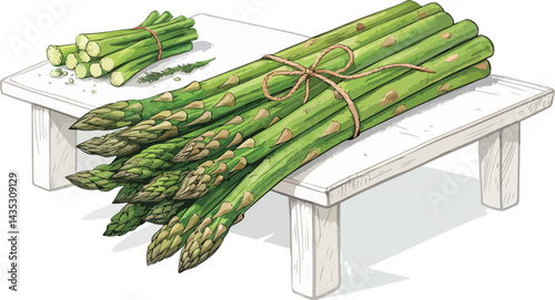 Asparagus Illustration vector design, Asparagus on table in white background vector design