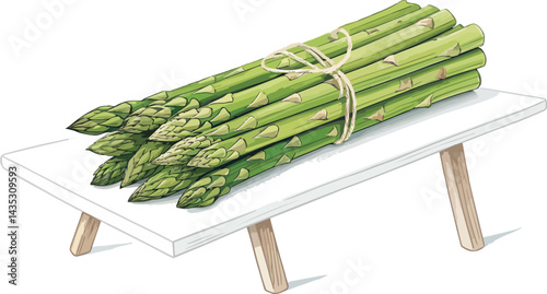Asparagus on table in white background Illustration vector design, Asparagus Illustration vector design