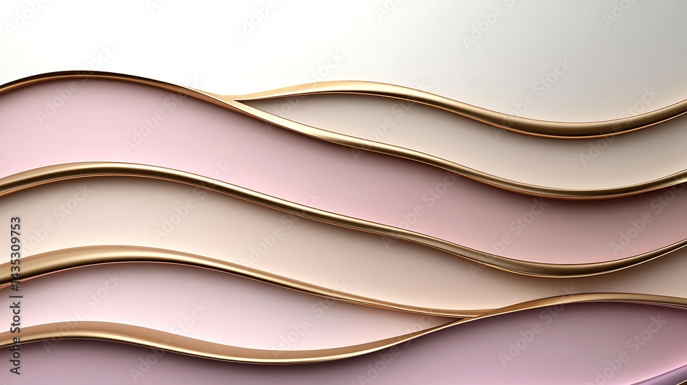Obraz premium Pink Gold Waves Abstract Background.