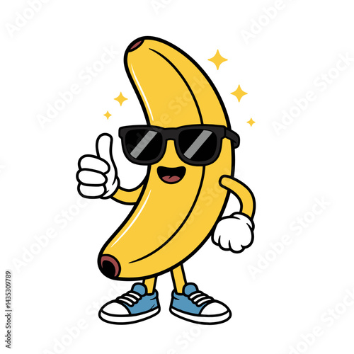 Cool Banana Cartoon Character with Sunglasses