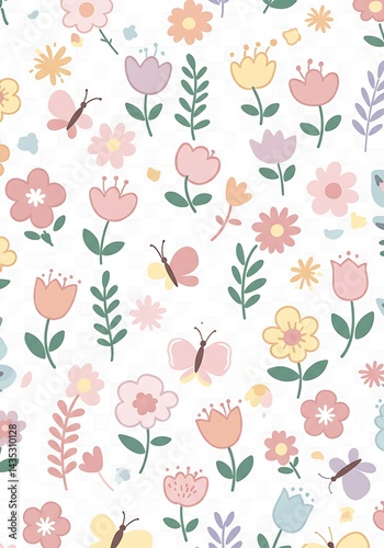Wallpaper Mural Pastel Bloom & Flutter AI Generated Torontodigital.ca