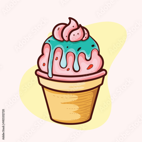 Cup ice cream cold illustration design.
