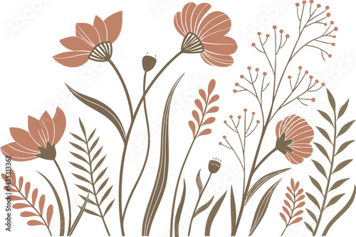 Boho Wildflower Clipart Set for Creative Projects. Hand Drawn Boho Wildflower Clipart Set for Designers. Elegant Boho Wildflower Clipart Set for Printable. Wildflower Clipart Set for Invitations
