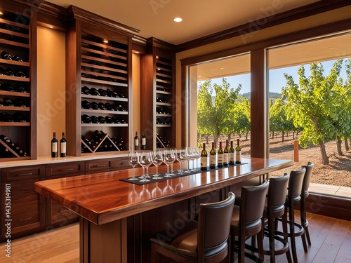 Luxurious Wine Tasting Room with Vineyard View