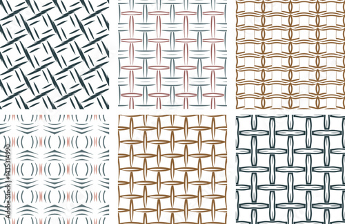 A set of geometric shapes forms a seamless mosaic pattern with a textured surface design suitable for a wall, floor, or tile decoration