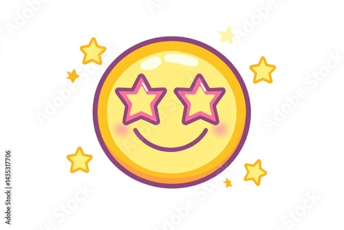 A cartoonish, expressive face with star-shaped eyes and a joyful expression. photo