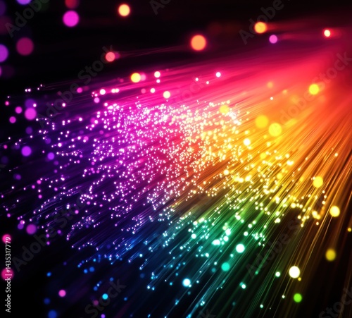 Wallpaper Mural Colorful fiber optic light streaks on black background. Torontodigital.ca